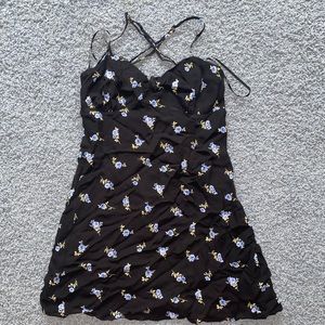 Black Floral Criss Cross back Mini dress
